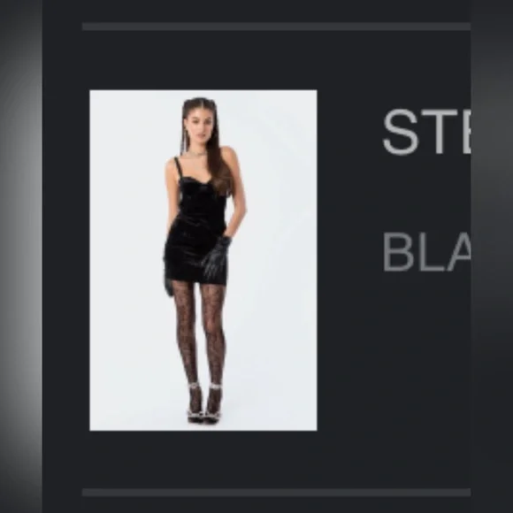 Dolls Stevie Edikted Black Velvet Bodycon Mini Dress - Picture 1 of 3